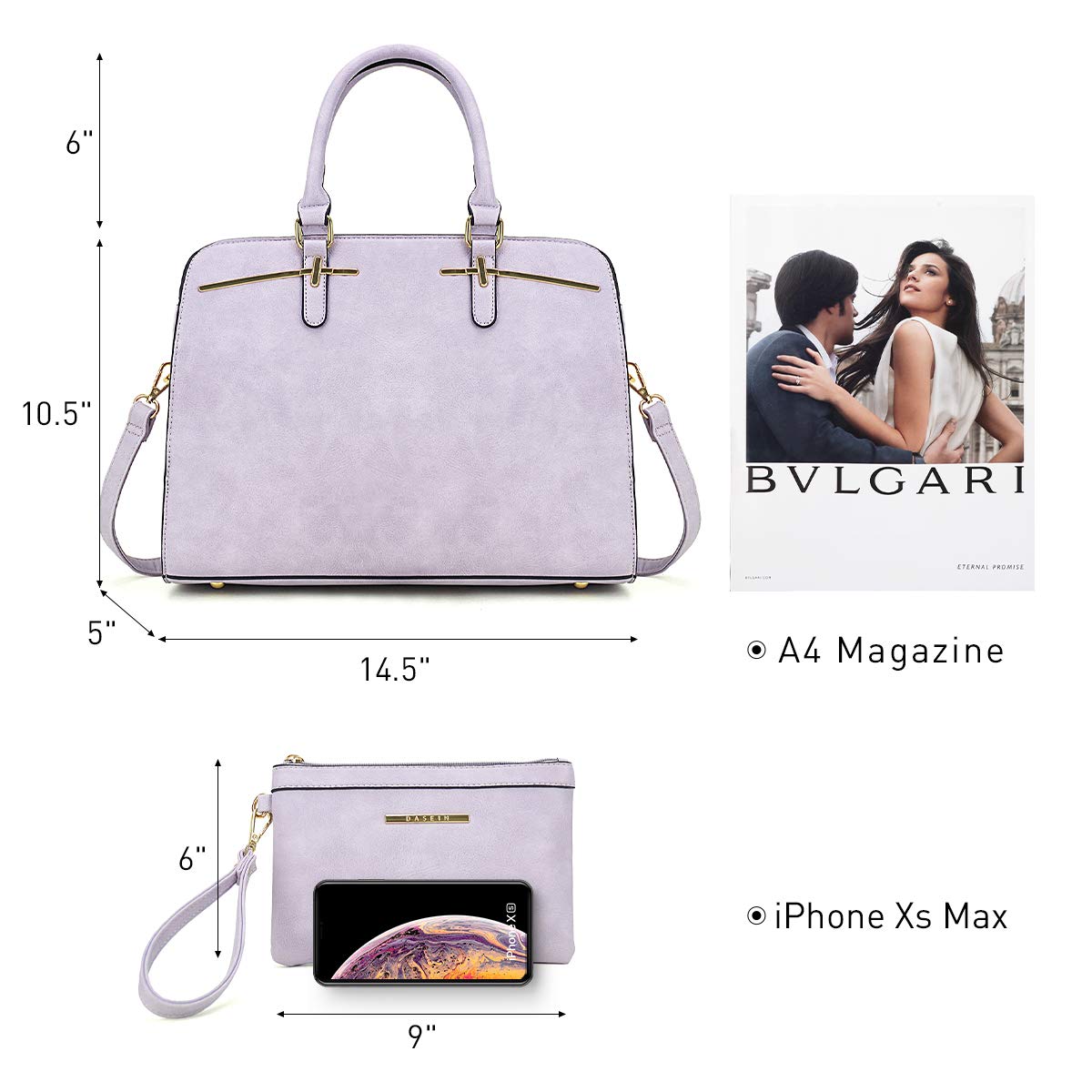Women’s 2pc Tote & Wallet Handbag Set with 3 Compartments