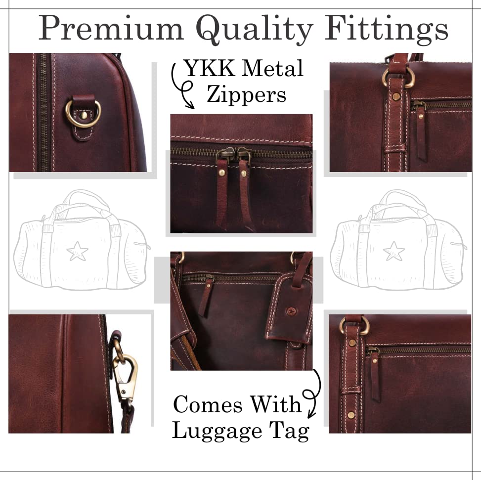 Leather Travel Duffel Bag for Men & Women