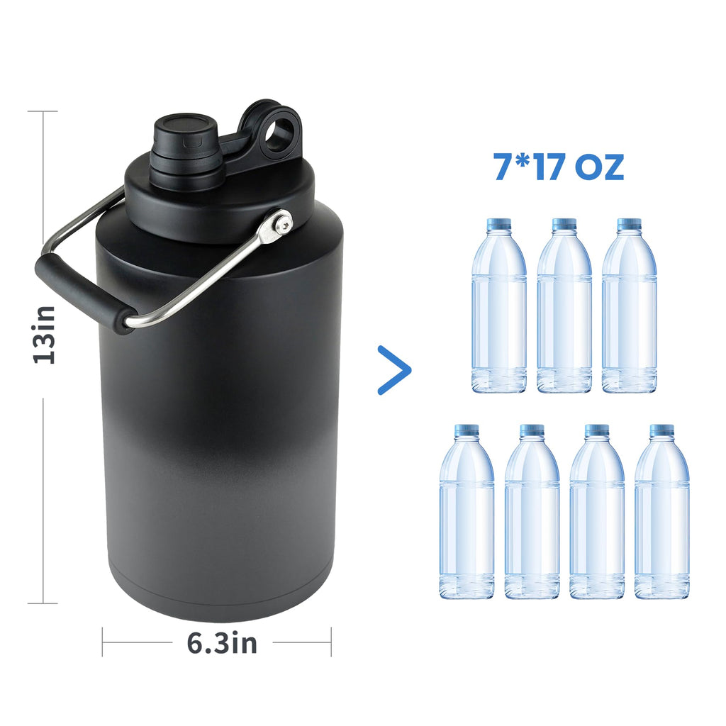 HydraGuard 128oz: Dual-Vacuum Stainless Water Jug - Water Bottles by Handbags Specialist Headquarter | Available at Handbags Specialist Headquarter