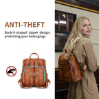 Kattee Women's Luxe Anti-Theft Leather Backpack Bag - Backpack Bags by Handbags Specialist Headquarter | Available at Handbags Specialist Headquarter