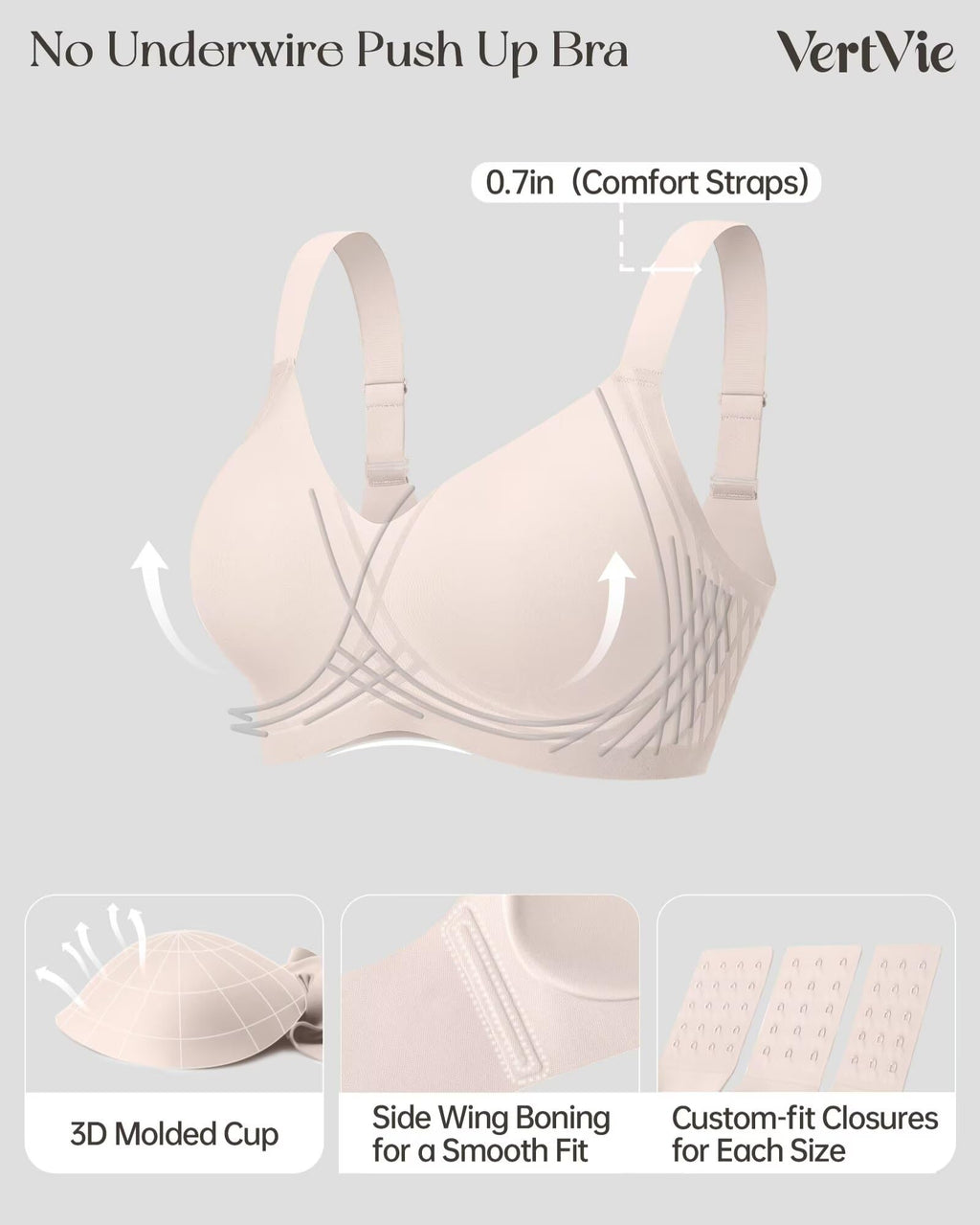 Vertvie Seamless Wireless Push-Up Bralette