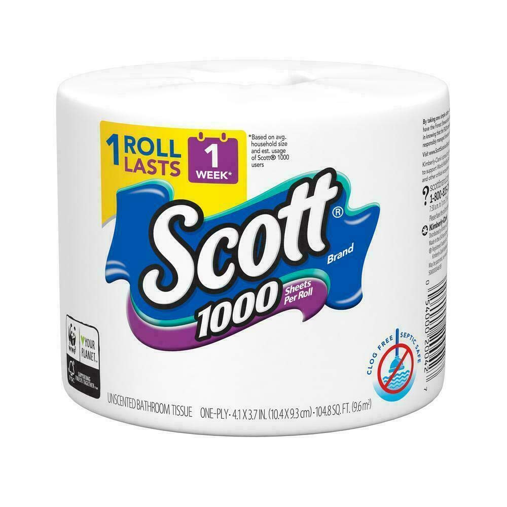 Scott 1000 Toilet Paper, 32 Rolls, Septic-Safe, 1-Ply Toilet Tissue - Toilet Paper by Handbags Specialist Headquarter | Available at Handbags Specialist Headquarter