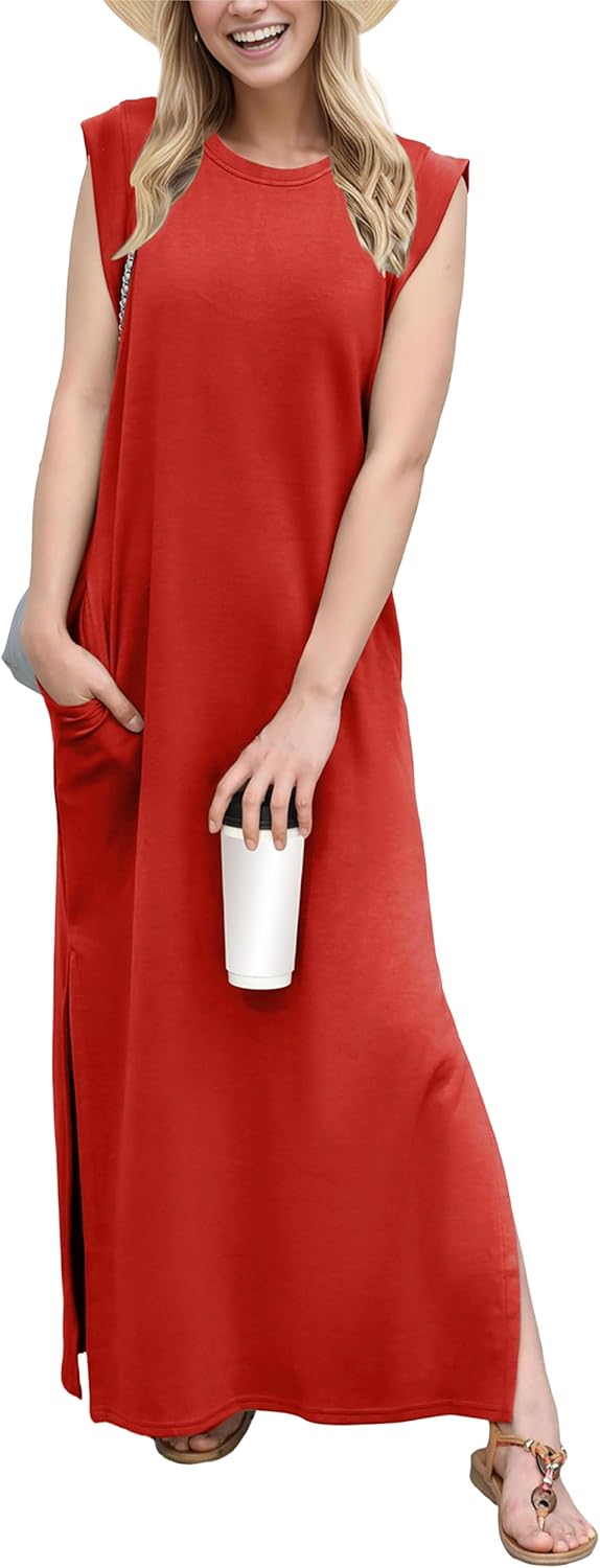 Women's Casual Maxi Dress with Pockets