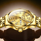 OLEVS Luxe: Men's Golden Dial Quartz Business Watch