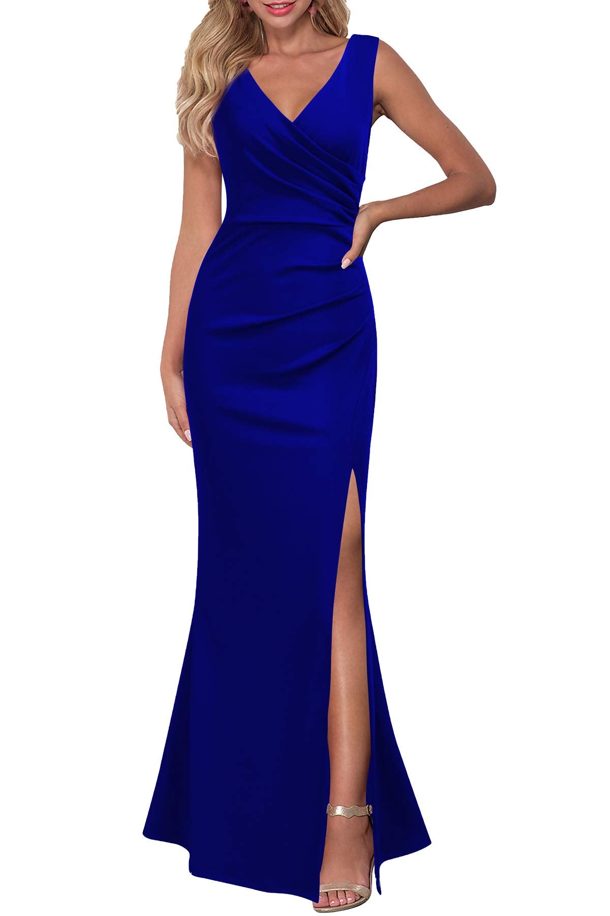 Sleeveless V Neck Evening Dress