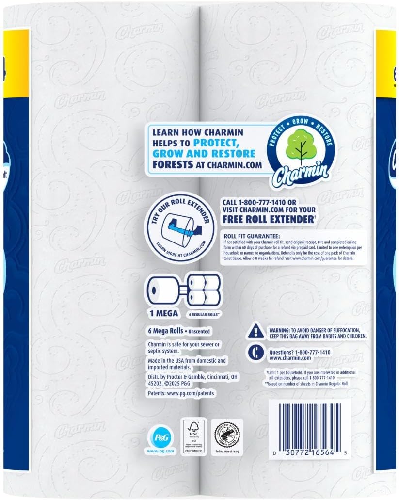 Charmin Cloud Soft: 6 Mega = 24 Regular Rolls - Toilet Paper by Handbags Specialist Headquarter | Available at Handbags Specialist Headquarter
