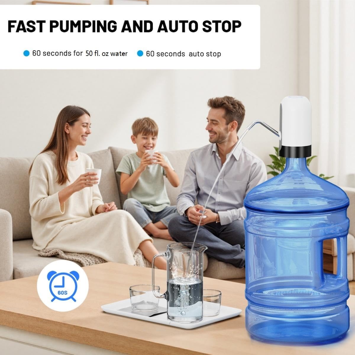 Portable USB Water Dispenser for 3-5 Gallon Bottles