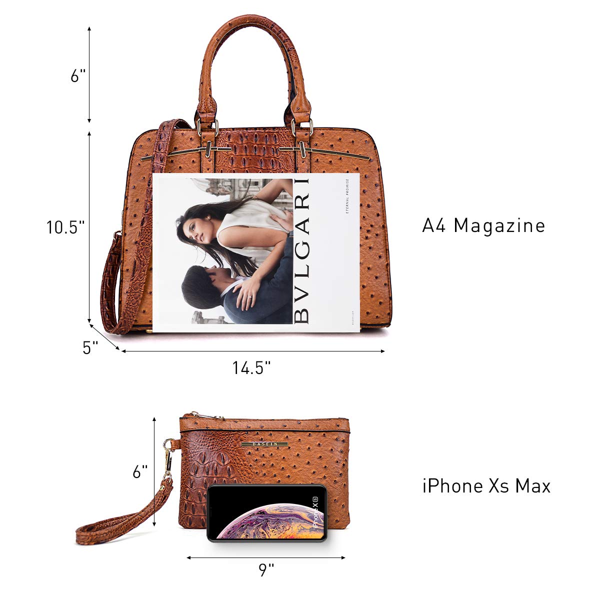 Women’s 2pc Tote & Wallet Handbag Set with 3 Compartments