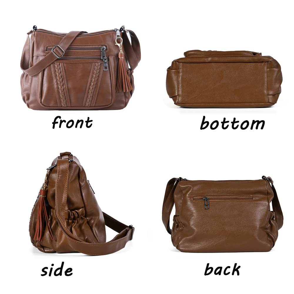 ELDA Chic Crossbody: Soft PU Leather Multi-Pocket Bag - Handbags by Handbags Specialist Headquarter | Available at Handbags Specialist Headquarter