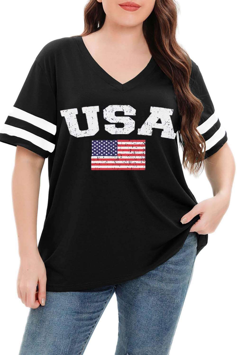 Summer V-Neck Plus Tunic Tee for Women 1X-5X - Woman T-Shirt by Handbags Specialist Headquarter | Available at Handbags Specialist Headquarter