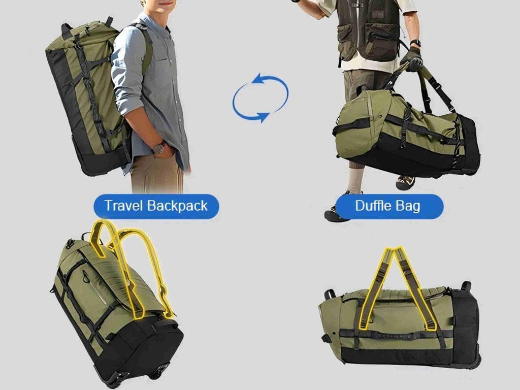 AquaRoll 29 Quilted Wheeled Duffle Backpack -  by Handbags Specialist Headquarter | Available at Handbags Specialist Headquarter