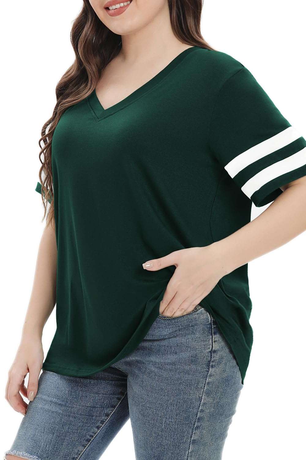 Summer V-Neck Plus Tunic Tee for Women 1X-5X - Woman T-Shirt by Handbags Specialist Headquarter | Available at Handbags Specialist Headquarter