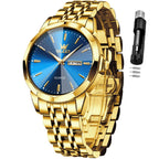 AzureGleam: Elite Men's Diamond Steel Watch