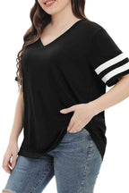 Summer V-Neck Plus Tunic Tee for Women 1X-5X - Woman T-Shirt by Handbags Specialist Headquarter | Available at Handbags Specialist Headquarter