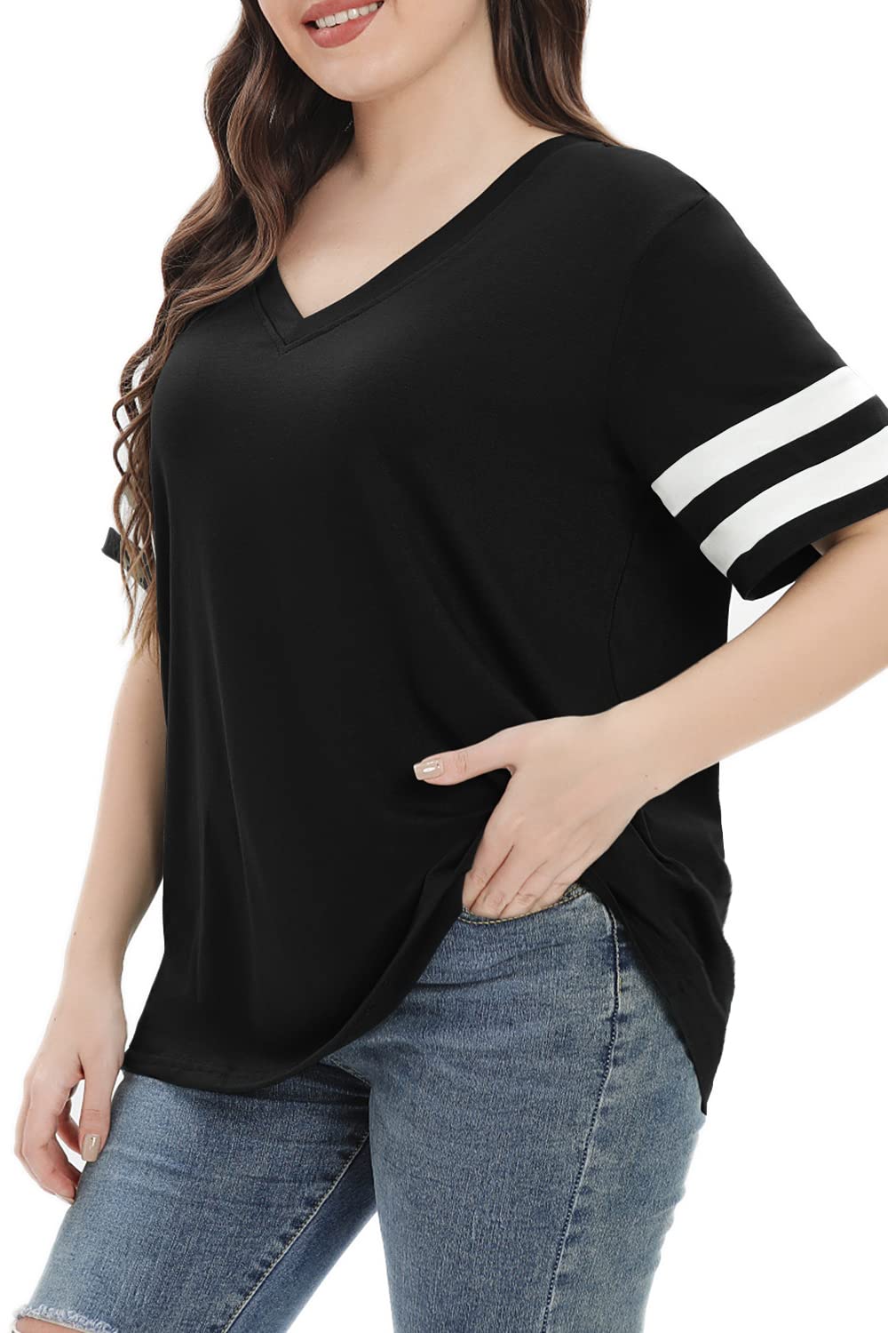 Summer V-Neck Plus Tunic Tee for Women 1X-5X - Woman T-Shirt by Handbags Specialist Headquarter | Available at Handbags Specialist Headquarter