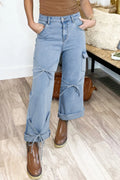 Bowknot Decor Cargo Jeans - Women / Jeans & Denim by Trendsi | Available at Handbags Specialist Headquarter