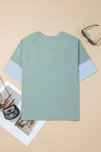 Frayed Denim Star Patched Oversize T Shirt - Women / Jeans & Denim by Trendsi | Available at Handbags Specialist Headquarter