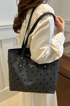 Bow Trim Polyester Tote Bag - Tote Bag by Trendsi | Available at Handbags Specialist Headquarter
