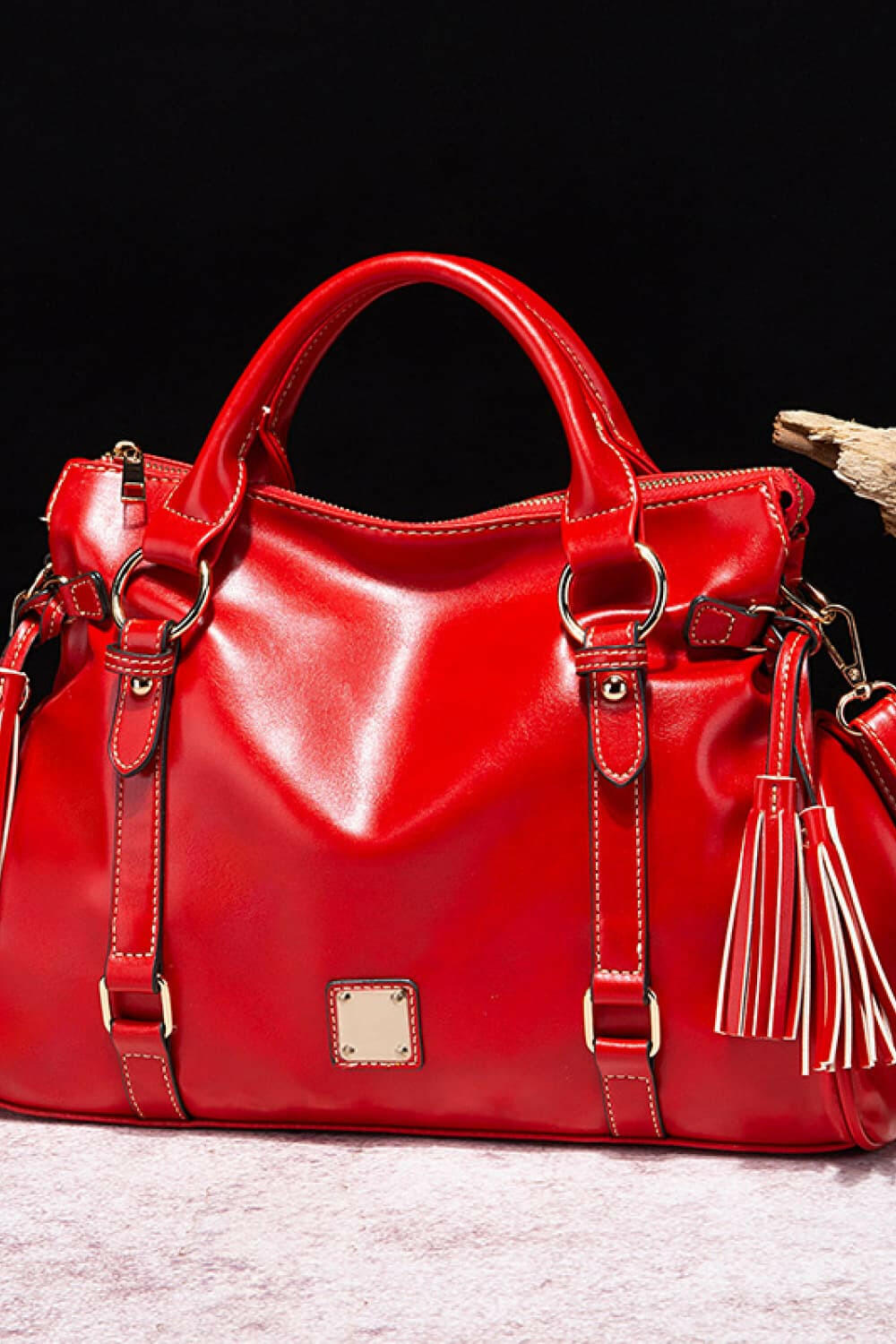 PU Leather Handbag with Tassels - Handbags by Trendsi | Available at Handbags Specialist Headquarter