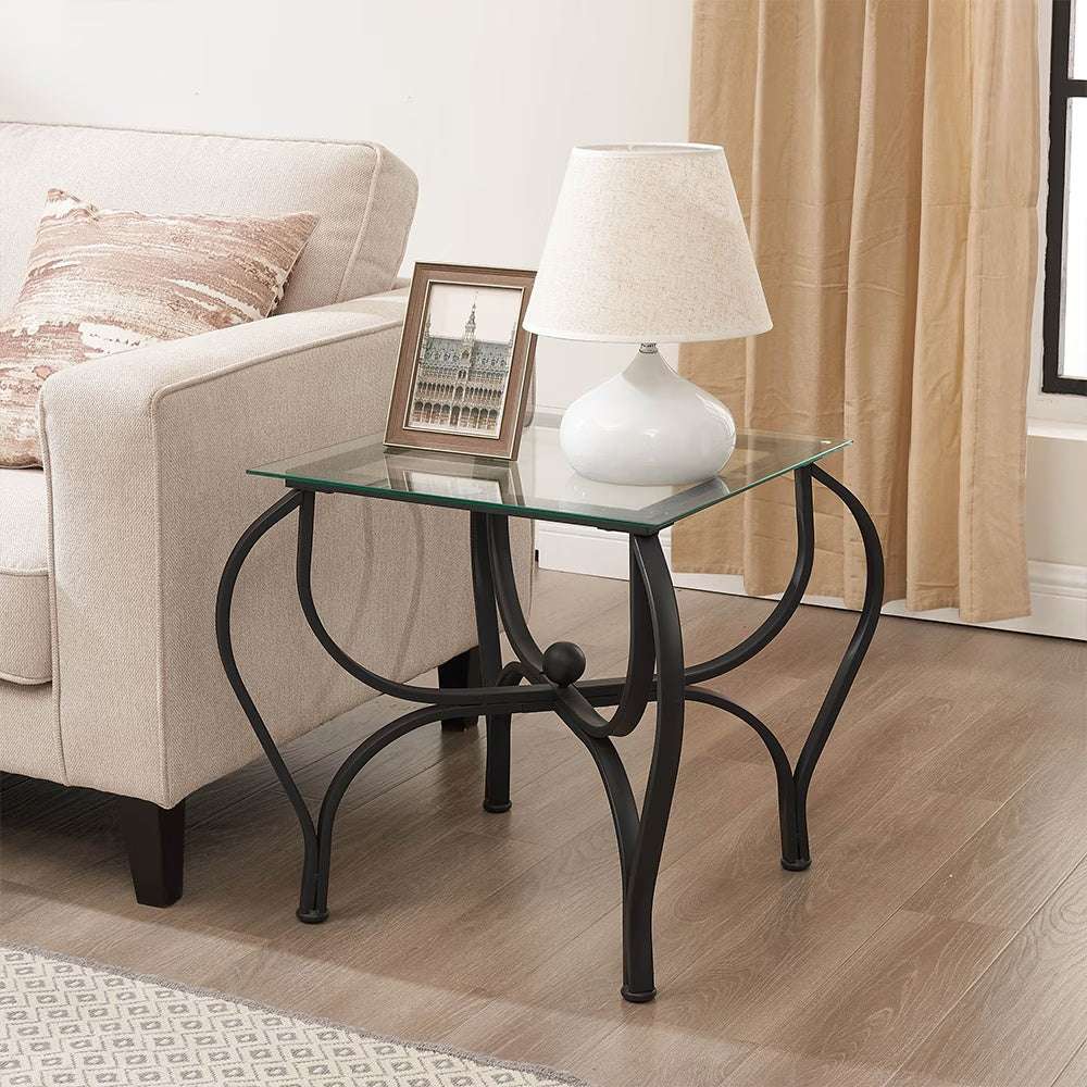 TriGlass Chic: Sleek 3-Piece Coffee Table Set - decor by Trendsi | Available at Handbags Specialist Headquarter
