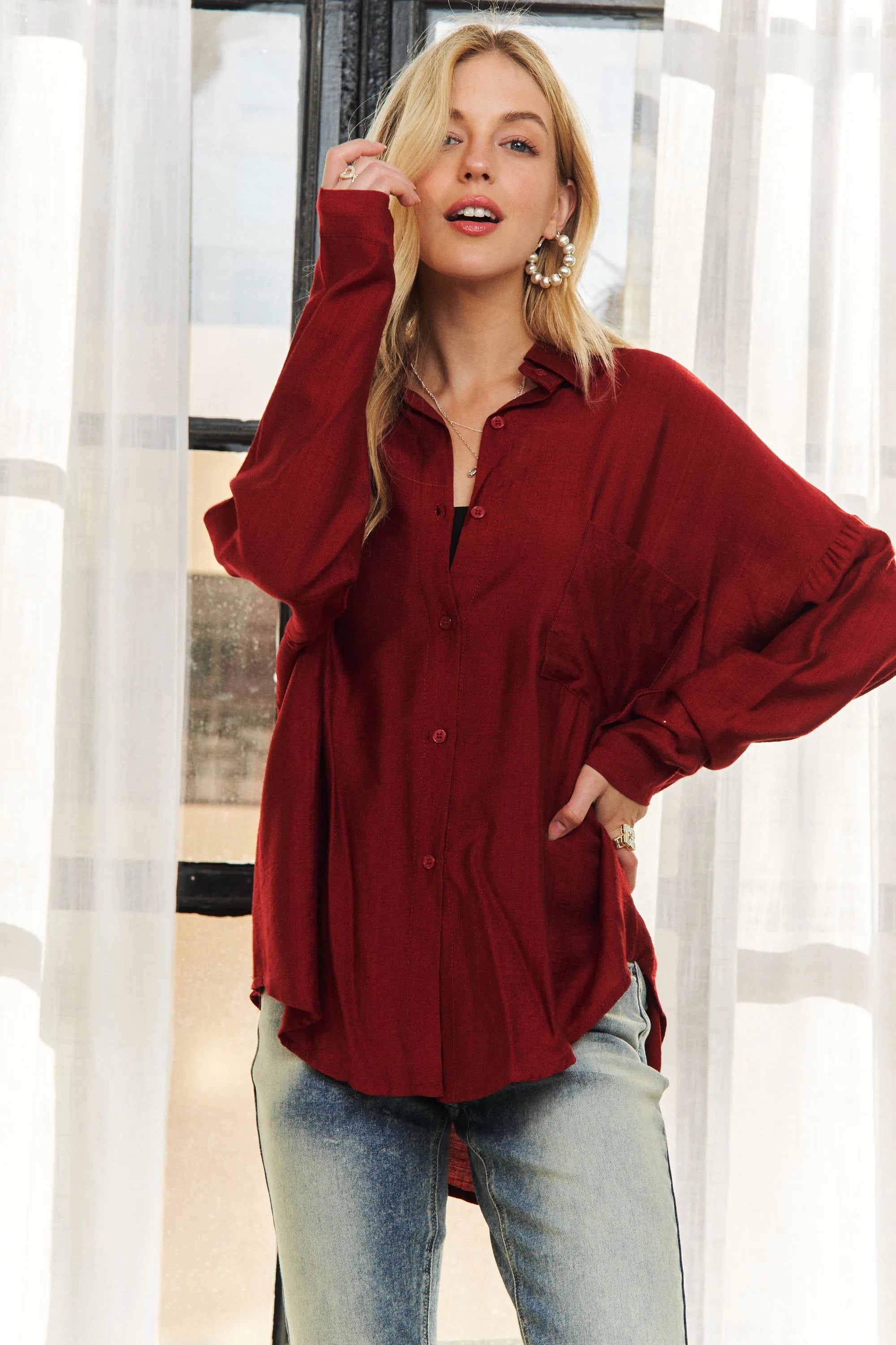 ADORA Button Down Linen Shirt - Women's Down Shirt Tops by Trendsi | Available at Handbags Specialist Headquarter