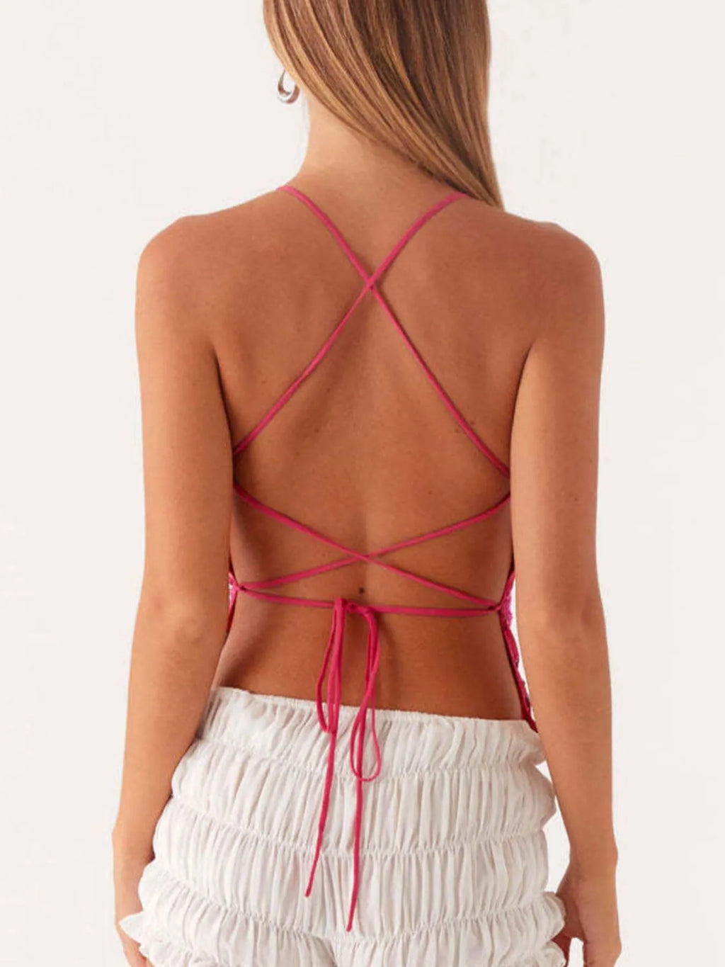 Crisscross Back V-Neck Cami - Tops by Trendsi | Available at Handbags Specialist Headquarter