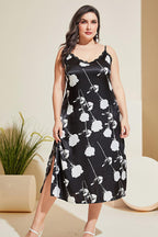 Plus Size Floral Lace Trim Side Slit Night Dress - Sleepwear by Trendsi | Available at Handbags Specialist Headquarter