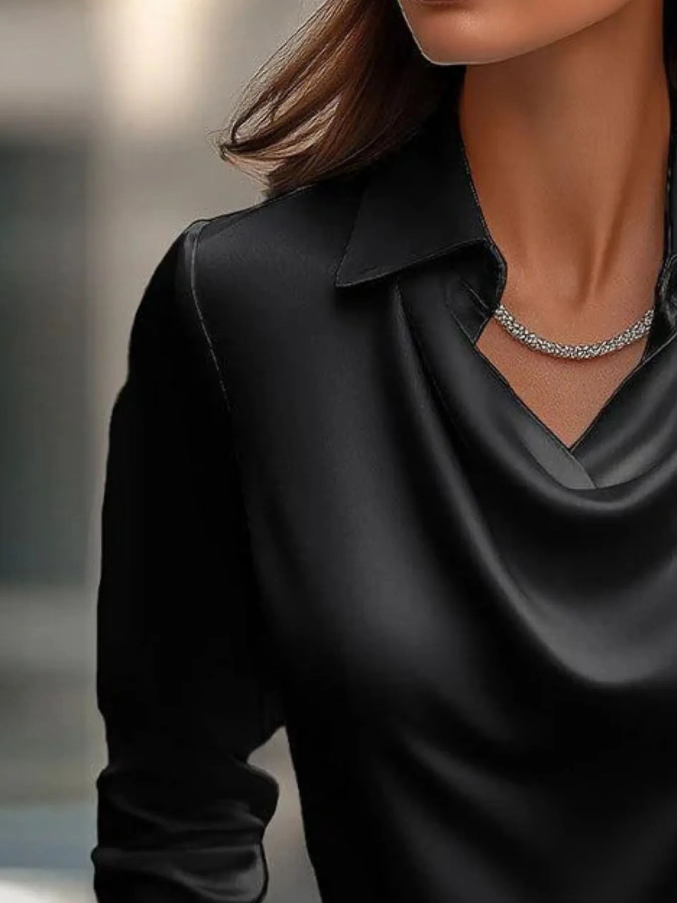 Full Size Long Sleeve Blouse with Collar Plus Size - Tops by Trendsi | Available at Handbags Specialist Headquarter