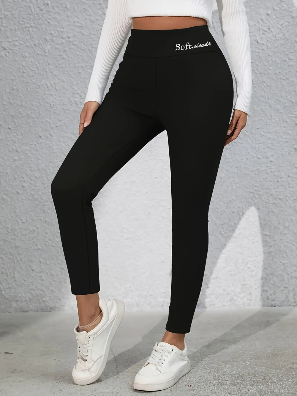 Full Size Letter Embroidered High Waist Leggings - Leggings by Trendsi | Available at Handbags Specialist Headquarter