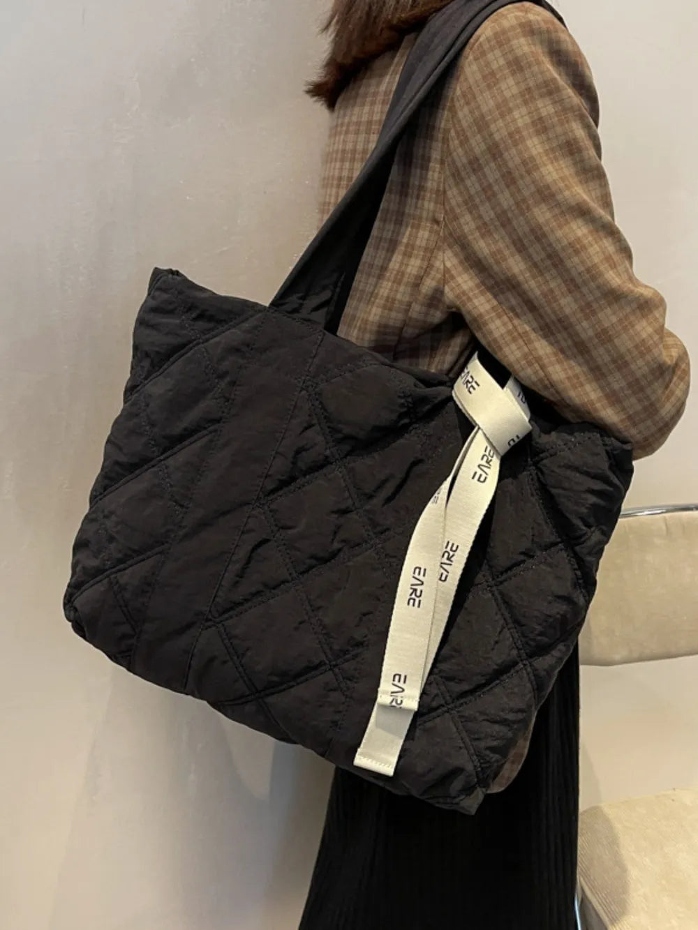 Quilted Nylon Large Tote Bag - Tote Bag by Trendsi | Available at Handbags Specialist Headquarter