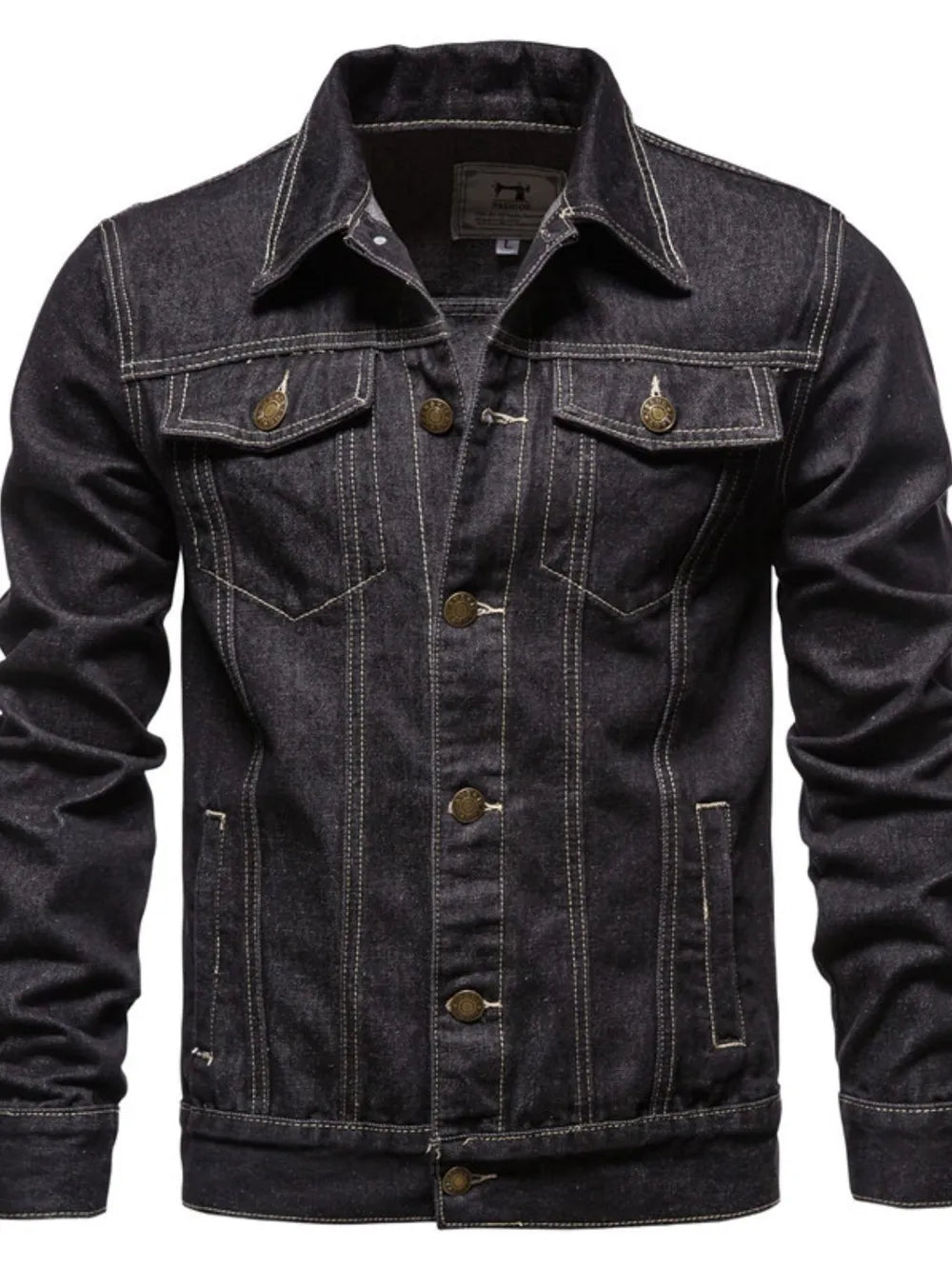 Men's Button Down Long Sleeve Denim Jacket - Men's jackets by Trendsi | Available at Handbags Specialist Headquarter