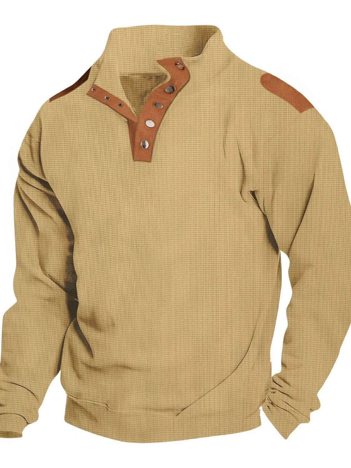 Men's Full Size Quarter Snap Long Sleeve Top Plus Size - Men's Sweatshirts by Trendsi | Available at Handbags Specialist Headquarter