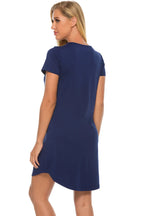 Graphic Round Neck Short Sleeve Lounge Dress - Sleepwear by Trendsi | Available at Handbags Specialist Headquarter