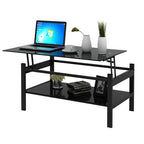 Elevate: Sleek 2-Layer Black Glass Coffee Table - decor by Trendsi | Available at Handbags Specialist Headquarter