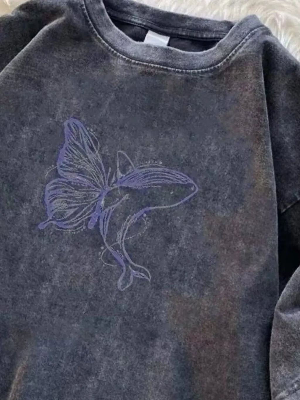 Men's Full Size Butterfly Round Neck T-Shirt Plus Size - Men's T-Shirt by Trendsi | Available at Handbags Specialist Headquarter