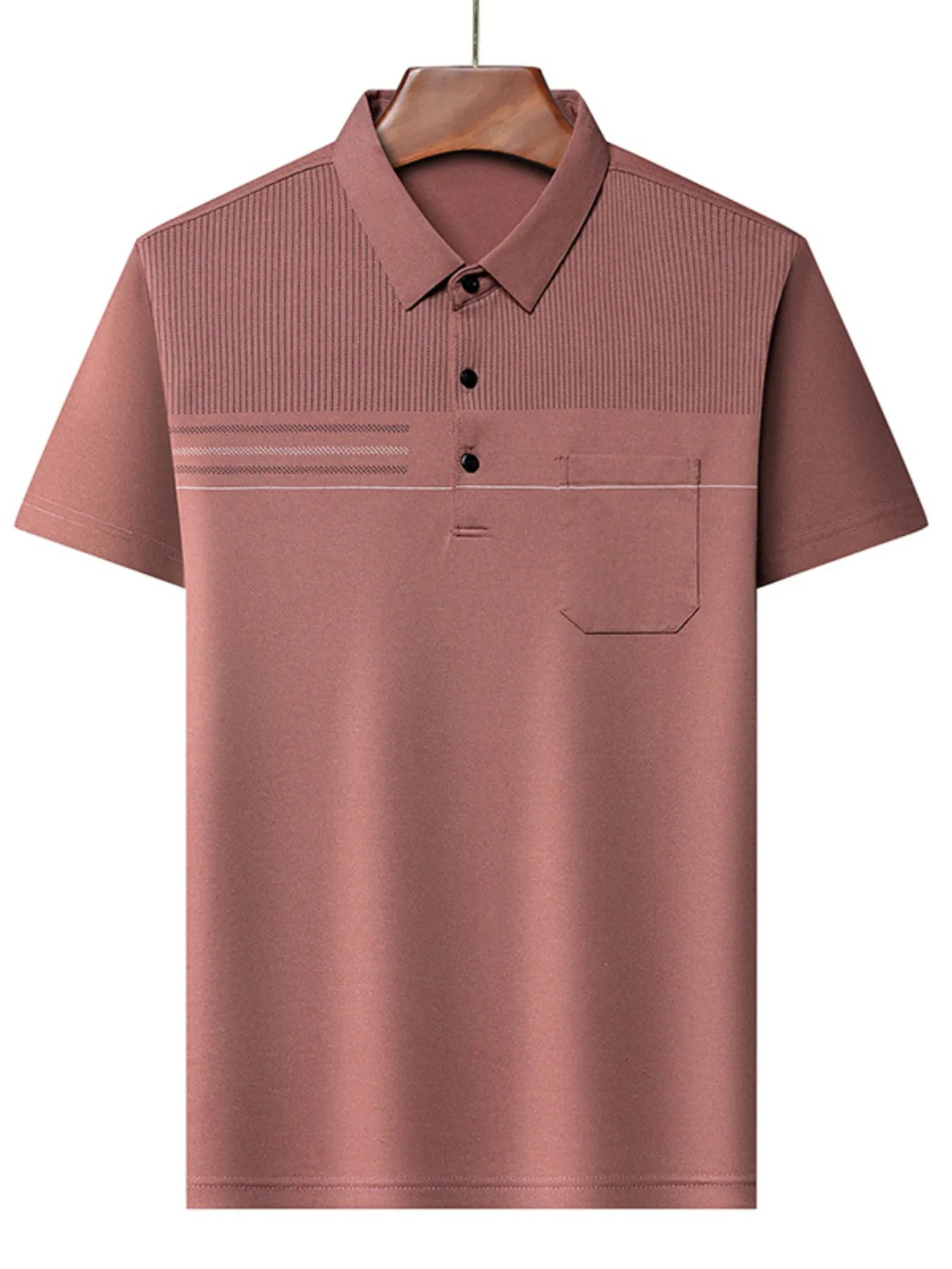 Men's Plus Size Classic Textured Stripe Casual Polo Shirt - Men's Polo shirt by Trendsi | Available at Handbags Specialist Headquarter