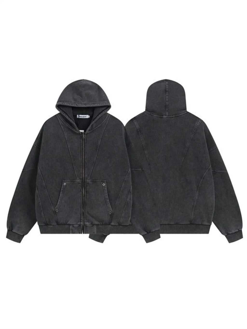 Men's Washed Zip Up Long Sleeve Hooded Jacket - Men's jackets by Trendsi | Available at Handbags Specialist Headquarter