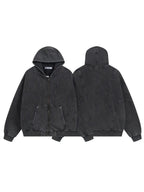Men's Washed Zip Up Long Sleeve Hooded Jacket - Men's jackets by Trendsi | Available at Handbags Specialist Headquarter