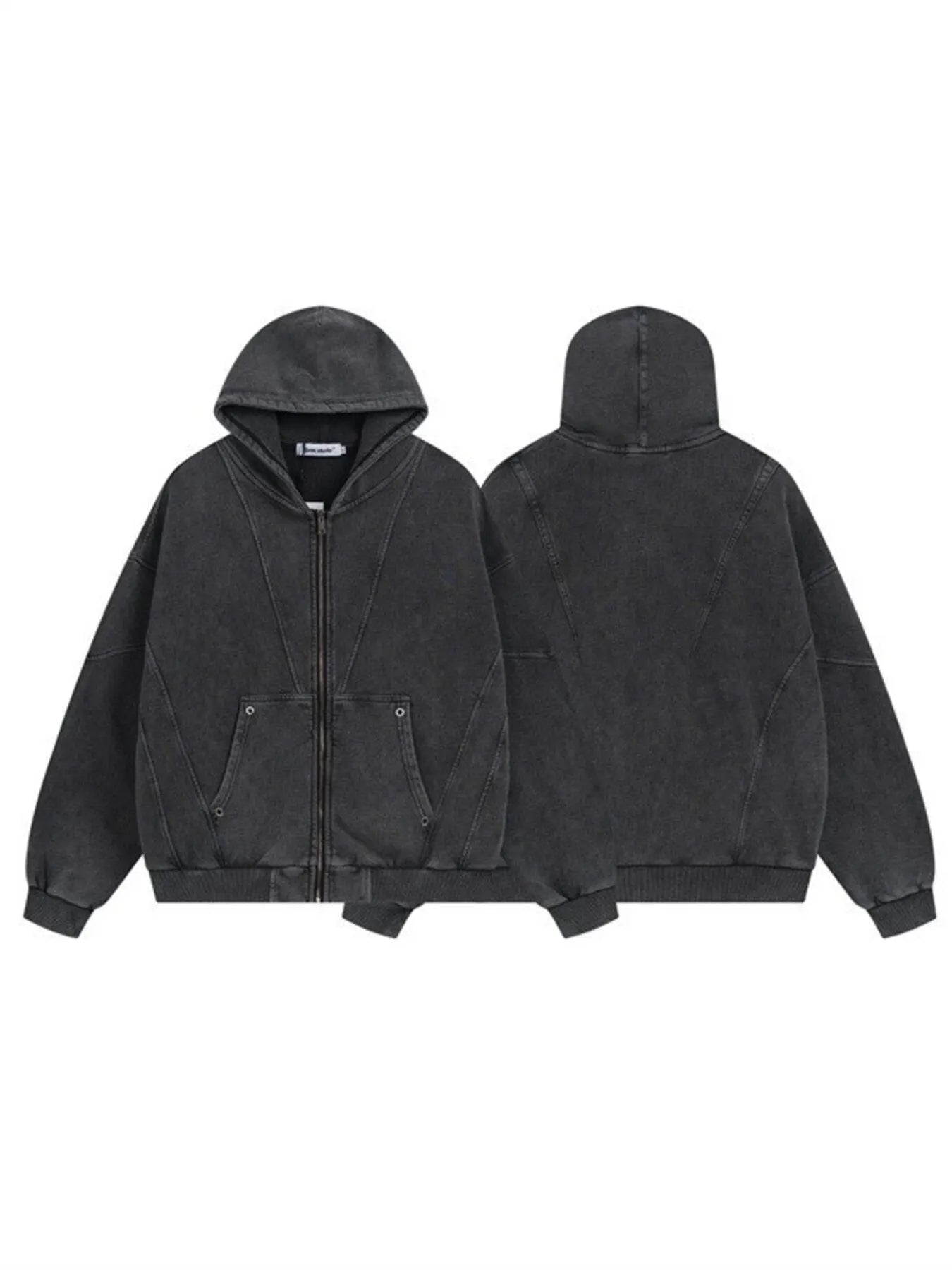 Men's Washed Zip Up Long Sleeve Hooded Jacket - Men's jackets by Trendsi | Available at Handbags Specialist Headquarter
