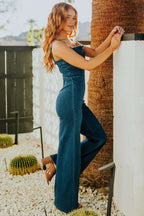 Spaghetti Strap Wide Leg Denim Jumpsuit - Women / Jeans & Denim by Trendsi | Available at Handbags Specialist Headquarter