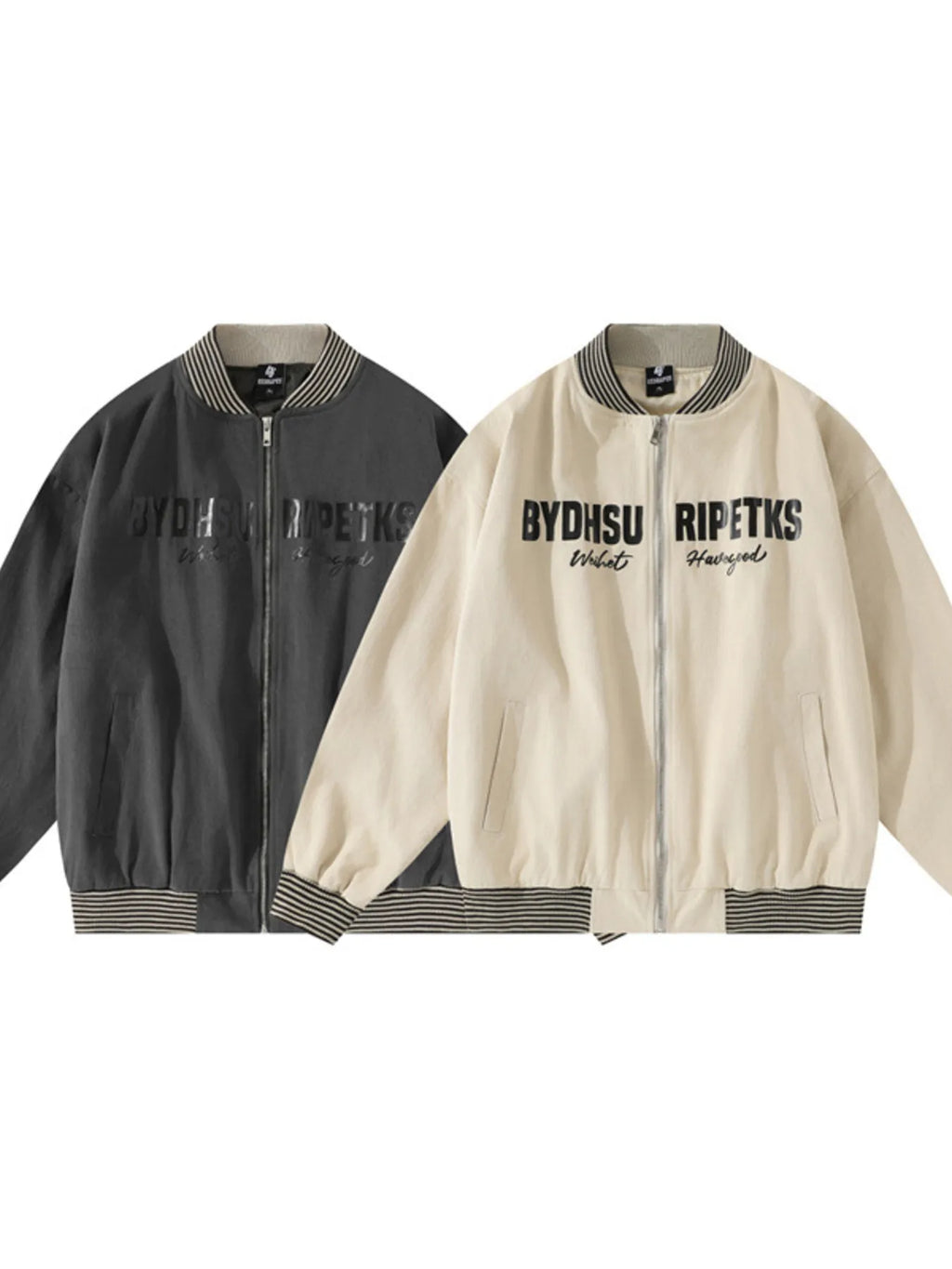 Men's Striped Hem Zip Up Jacket - Men's jackets by Trendsi | Available at Handbags Specialist Headquarter