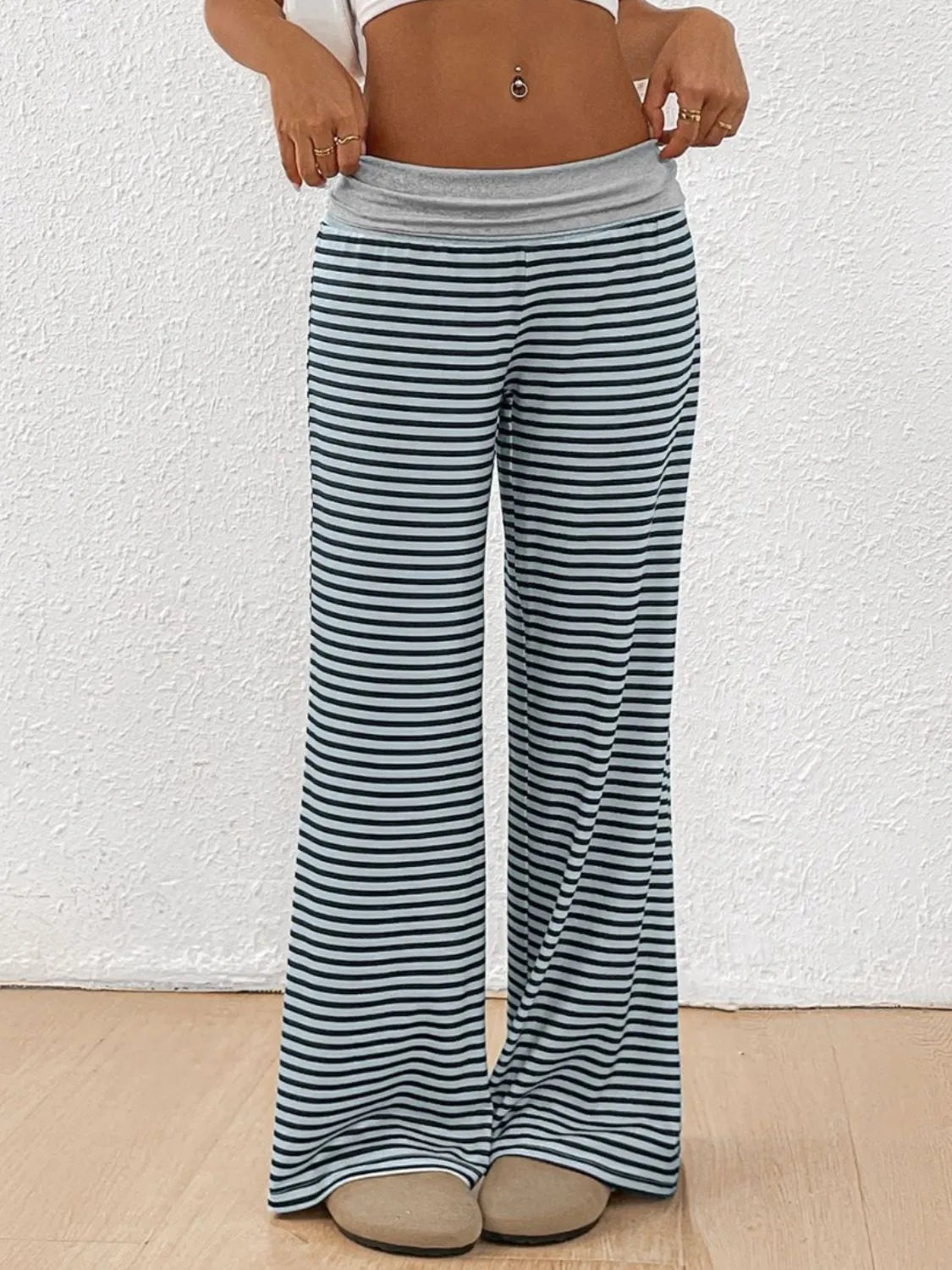 Striped Wide Leg Pants - Women Pants by Trendsi | Available at Handbags Specialist Headquarter