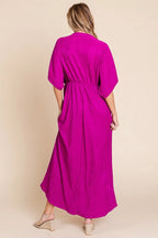 BOMBOM Surplice Maxi Dress with Pockets - Maxi Dress by Trendsi | Available at Handbags Specialist Headquarter