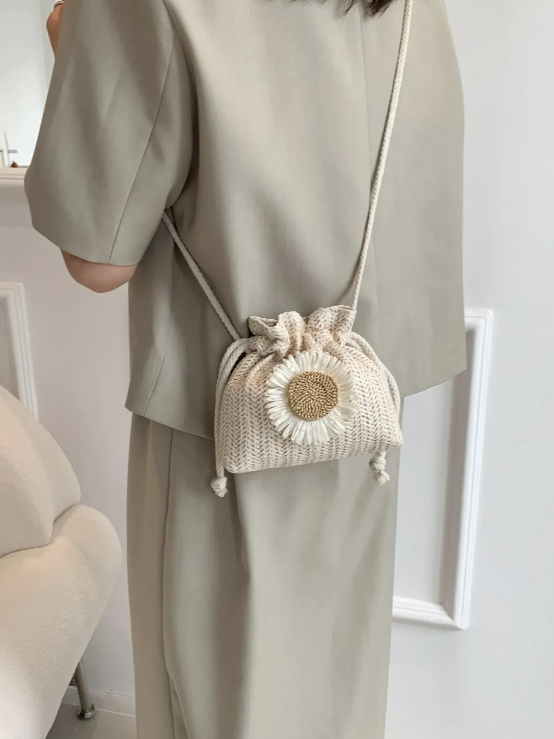 Sunflower Drawstring Bucket Bag - Shoulder Bags by Trendsi | Available at Handbags Specialist Headquarter