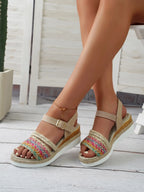 Braided Rainbow Platform Wedge Sandals - Women Sandals by Trendsi | Available at Handbags Specialist Headquarter