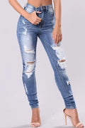 Full Size Distressed Skinny Jeans Plus Size - Women / Jeans & Denim by Trendsi | Available at Handbags Specialist Headquarter