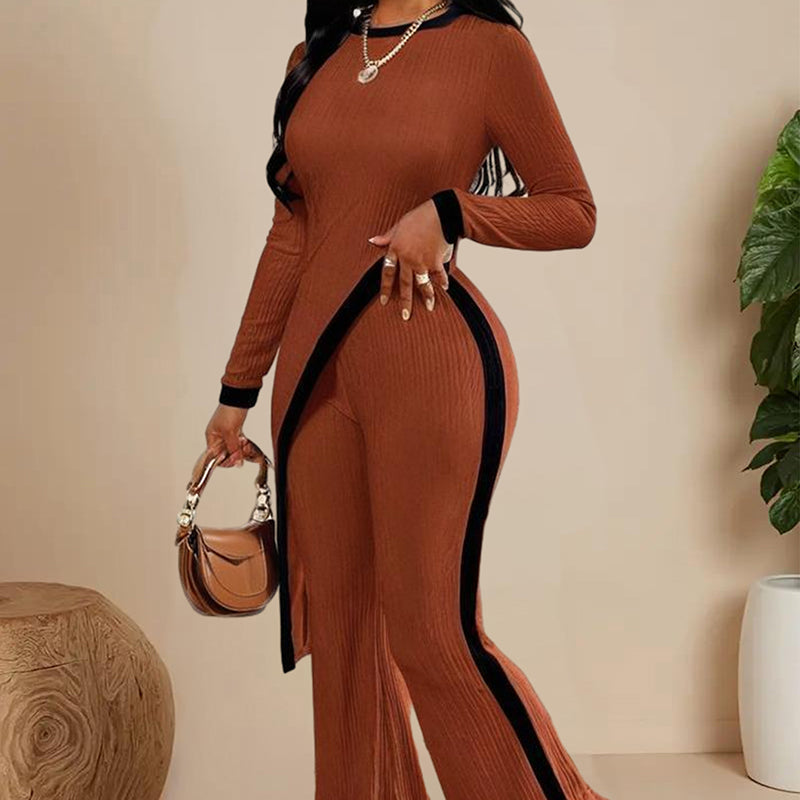 ChicEdge Women's Round-Neck Two-Piece Pants Set