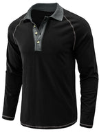Men's Contrast Collar Long Sleeve Polo Shirt - Men's Polo shirt by Trendsi | Available at Handbags Specialist Headquarter
