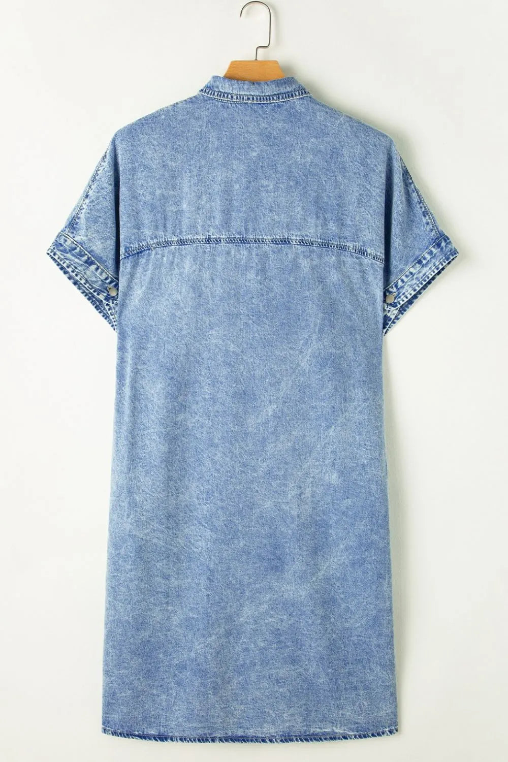 Oversized Button Down Denim Shirt Dress - Women / Jeans & Denim by Trendsi | Available at Handbags Specialist Headquarter