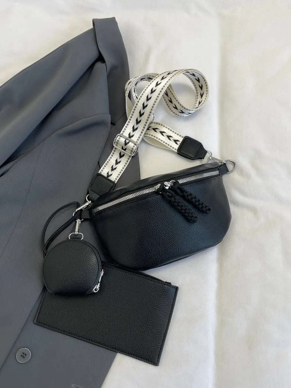 PU Leather Adjustable Strap Crossbody Bag with Coin Purse - Crossbody Bag by Trendsi | Available at Handbags Specialist Headquarter